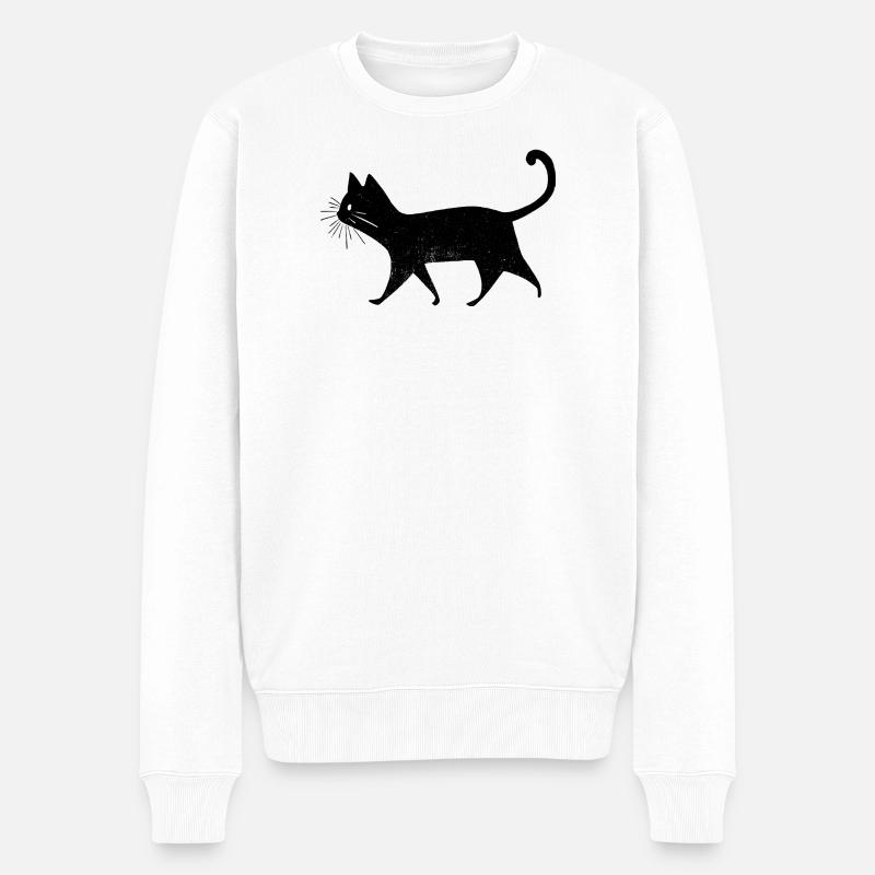 Chat noir élégant - Pull Premium bio Homme - blanc