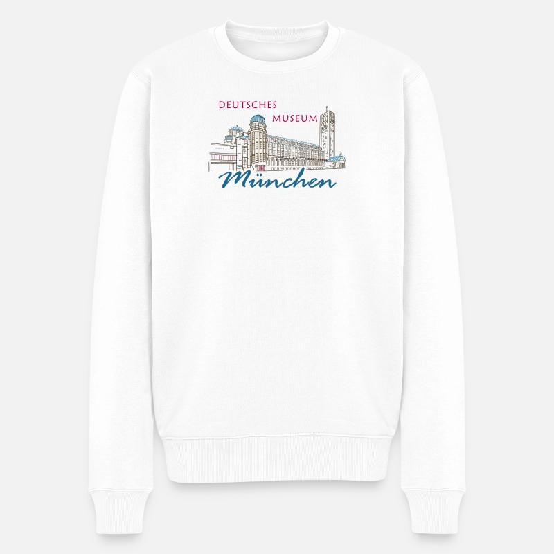München Deutsches Museum Handzeichnung - Männer Premium Bio Pullover - Weiß