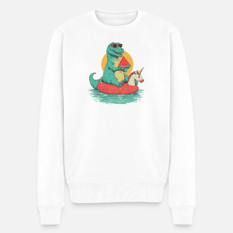 T-rex chilling - Männer Premium Bio Pullover - Weiß