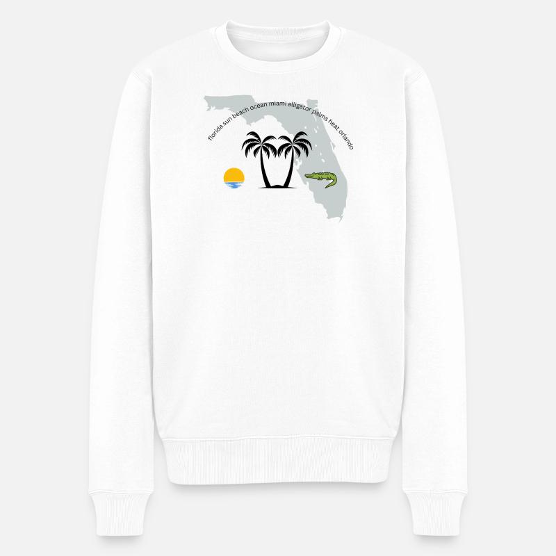 Florida Reisekarte mit Symbolen - Männer Premium Bio Pullover - Weiß