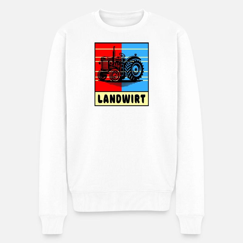 Traktor Landwirt Design - Männer Premium Bio Pullover - Weiß