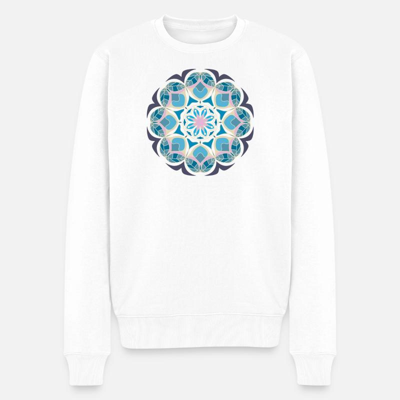 Beach day Mandala - Männer Premium Bio Pullover - Weiß