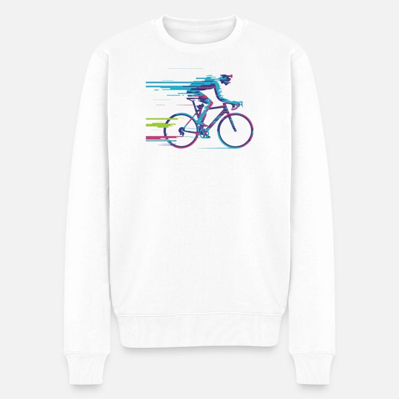 Evolve Your Ride – Glitch Cycling Concept - Männer Premium Bio Pullover - Weiß