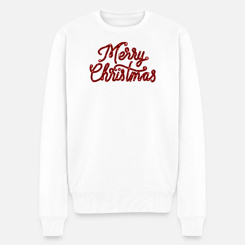 Merry Christmas rot - Männer Premium Bio Pullover - Weiß