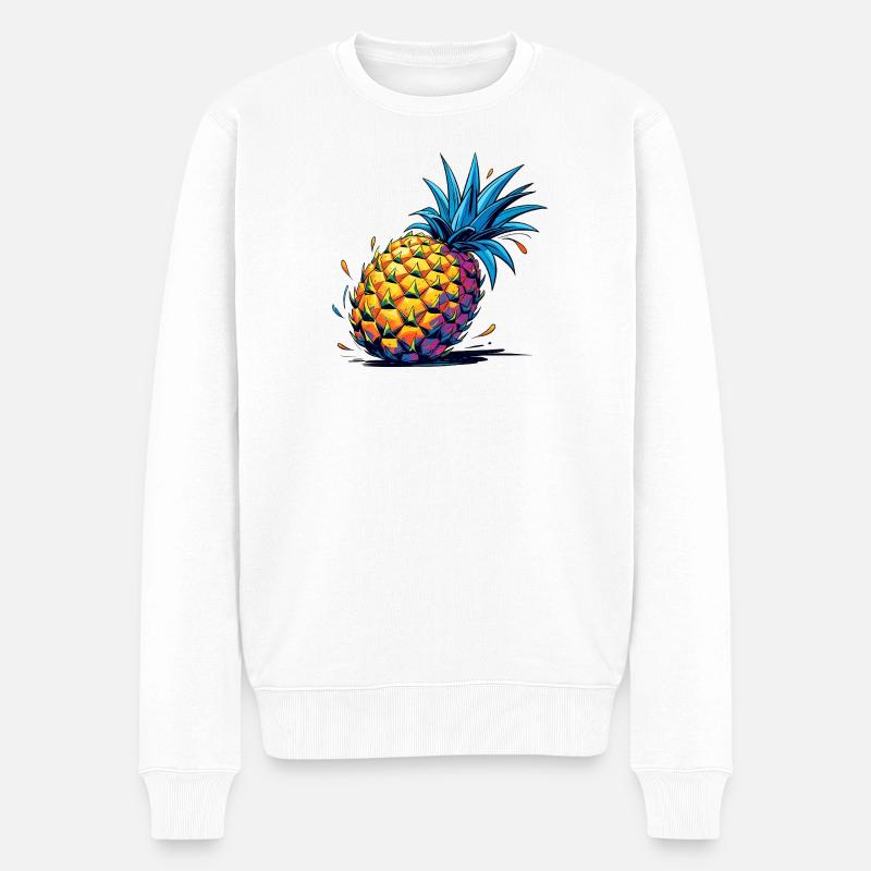 Ananas - Männer Premium Bio Pullover - Weiß