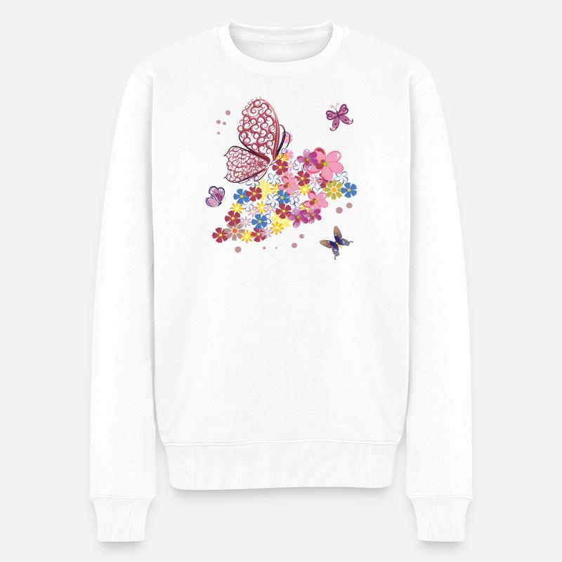 Schmetterlinge - Männer Premium Bio Pullover - Weiß
