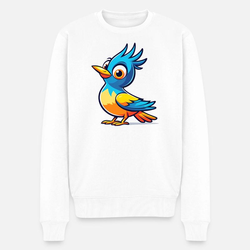 Blauer Vogel - Männer Premium Bio Pullover - Weiß