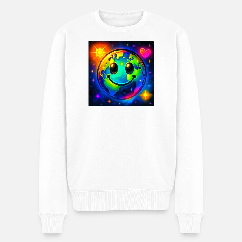 Farbige Glückserde im Neon-Universum - Männer Premium Bio Pullover - Weiß