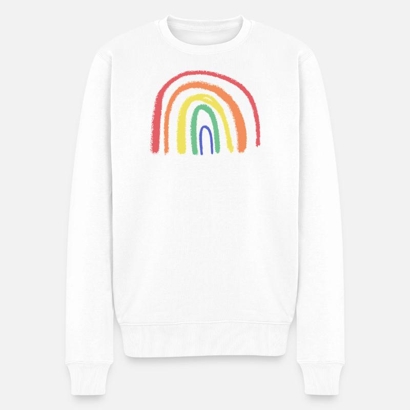 Skurriler Regenbogen-Pinselbogen - Männer Premium Bio Pullover - Weiß