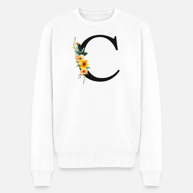 C Monogramme, Floral, Personnalisable - Pull Premium bio Homme - blanc