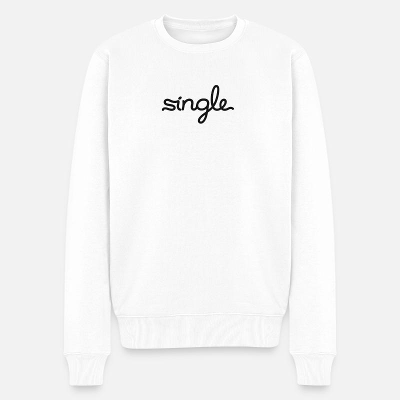 Single - Männer Premium Bio Pullover - Weiß