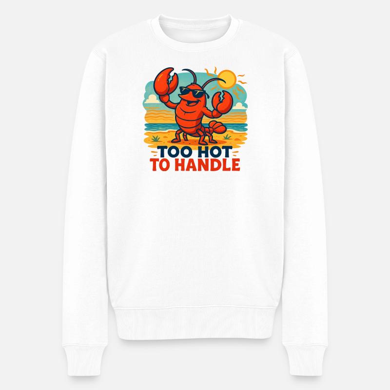 Lebhafter Sommerhummer Illustration - Männer Premium Bio Pullover - Weiß