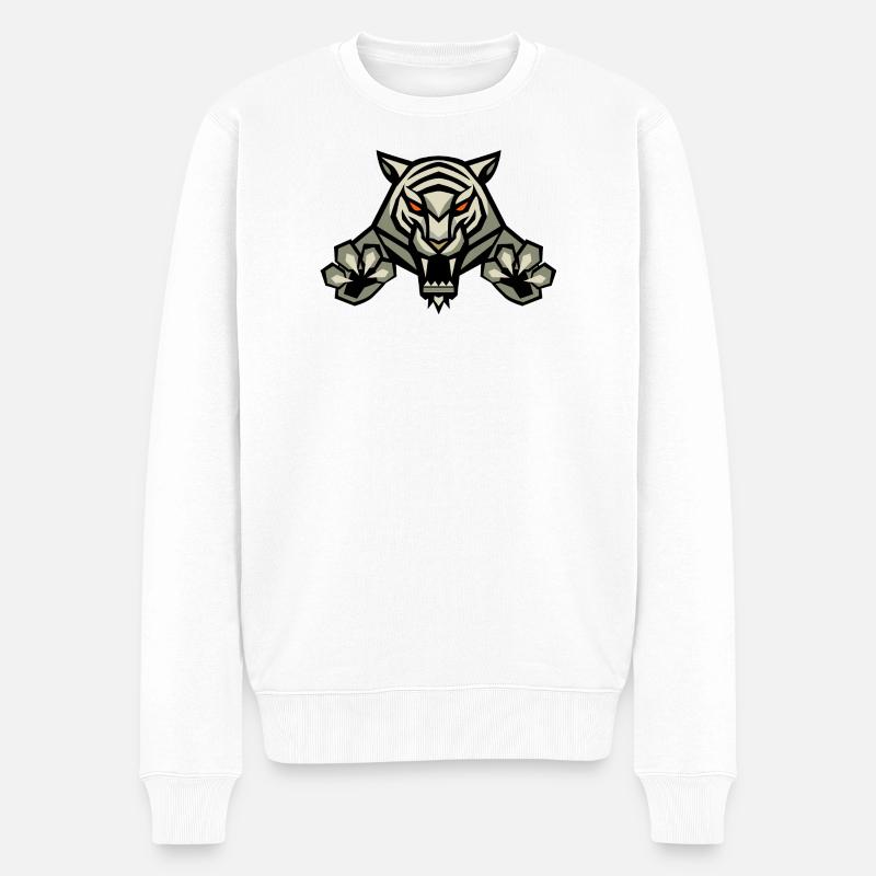 TIGER LEVEL 2 - Männer Premium Bio Pullover - Weiß