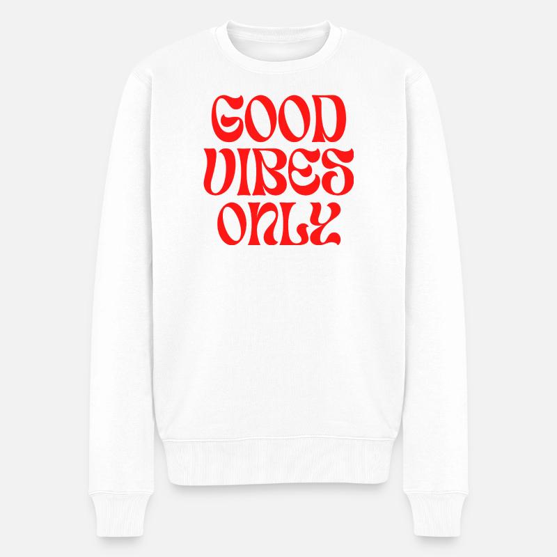 Inspirierende Aufschrift "Nur gute Emotionen" - Männer Premium Bio Pullover - Weiß
