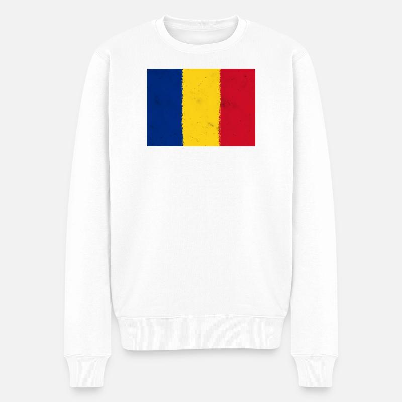 Drapeau de la Roumanie - Pull Premium bio Homme - blanc