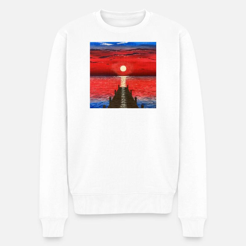 Sonnenuntergang - Männer Premium Bio Pullover - Weiß
