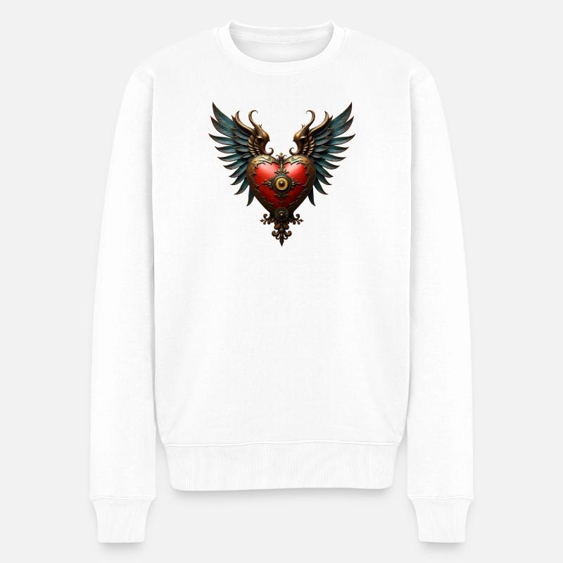 Surreale Eleganz im Steampunk-Stil - Männer Premium Bio Pullover - Weiß