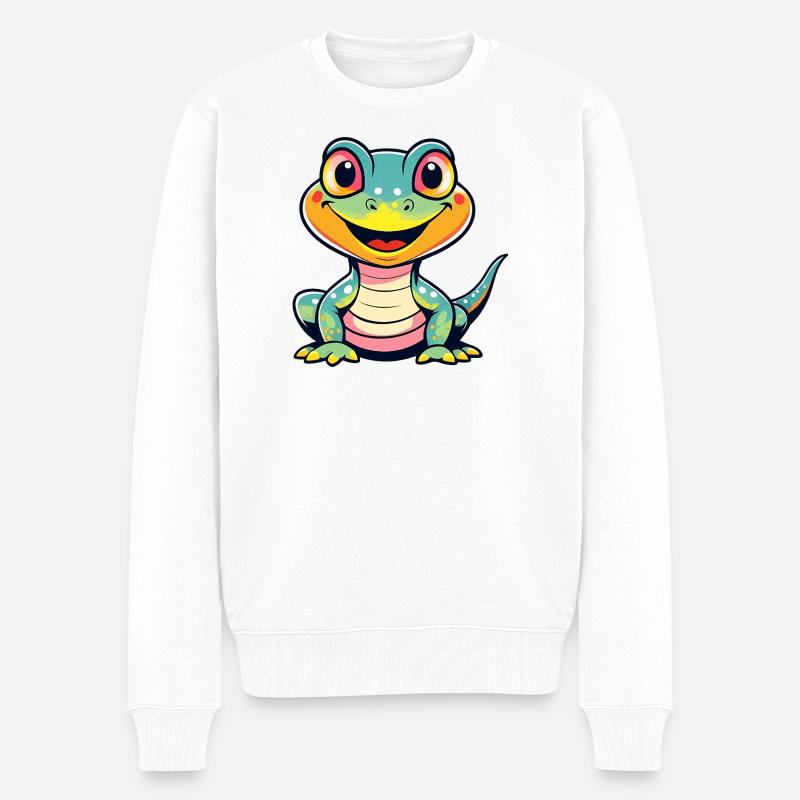 Cute Dino - Männer Premium Bio Pullover - Weiß