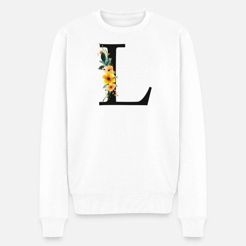 L Monogram, Floral, Personnalisable - Pull Premium bio Homme - blanc