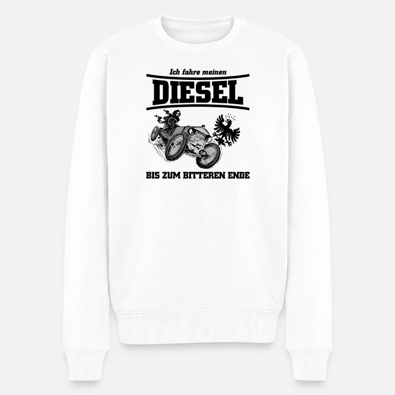 Humorvolles Diesel-Oldtimer-Shirt - Männer Premium Bio Pullover - Weiß