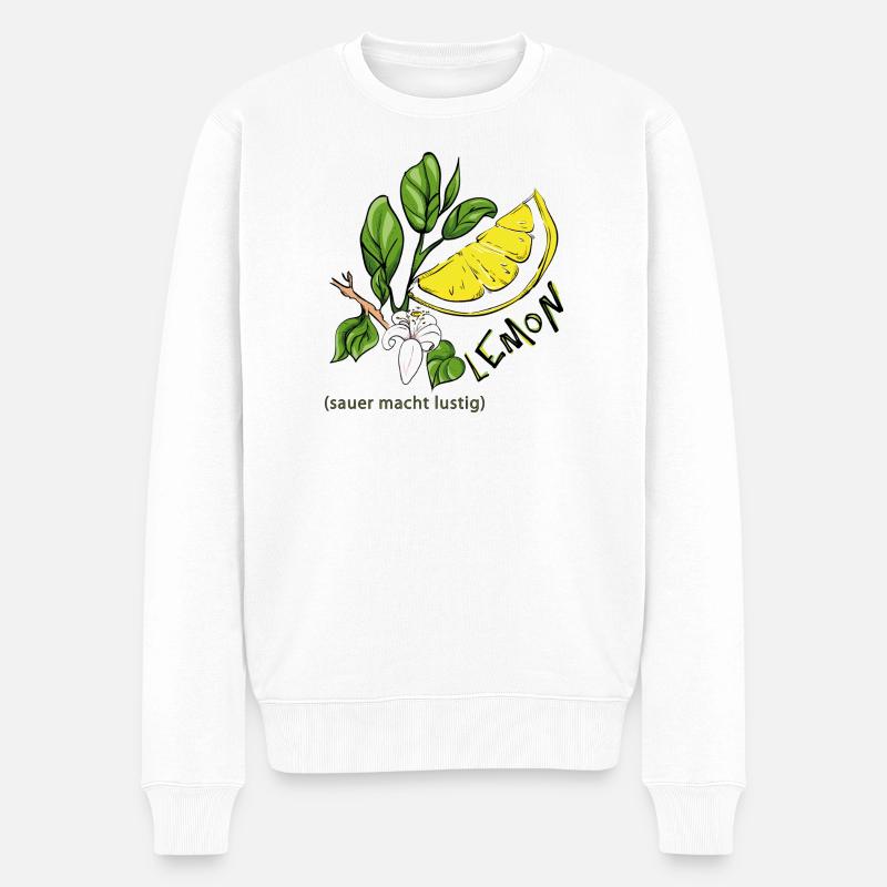 Zitrone - Männer Premium Bio Pullover - Weiß