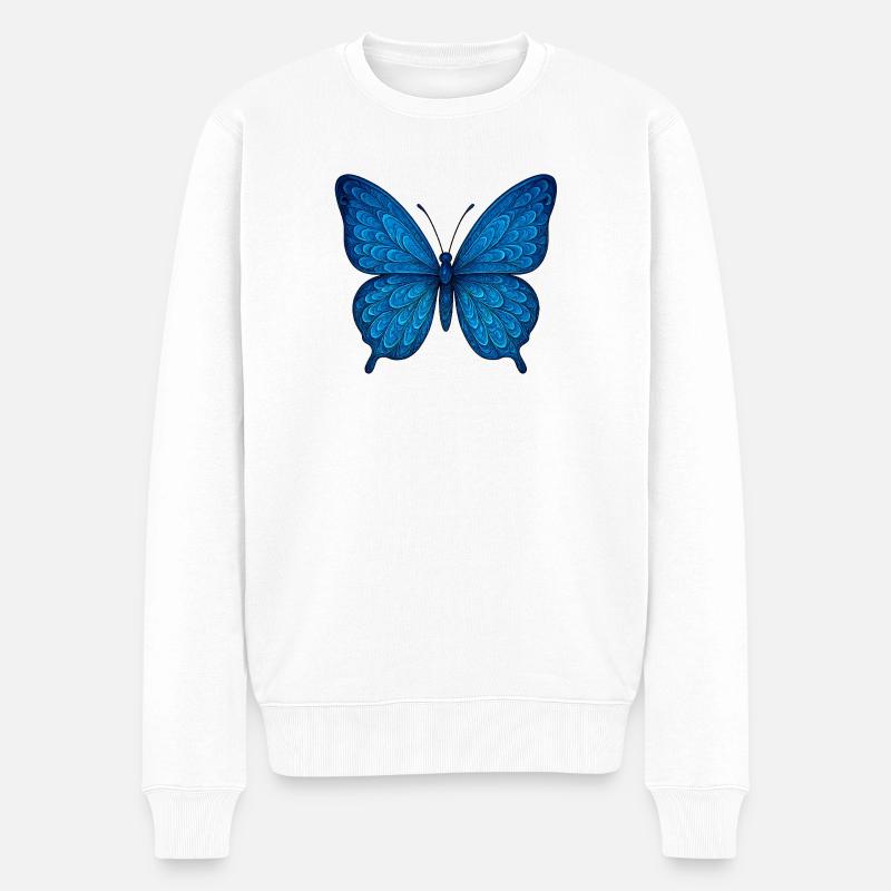 Papillon bleu - Pull Premium bio Homme - blanc
