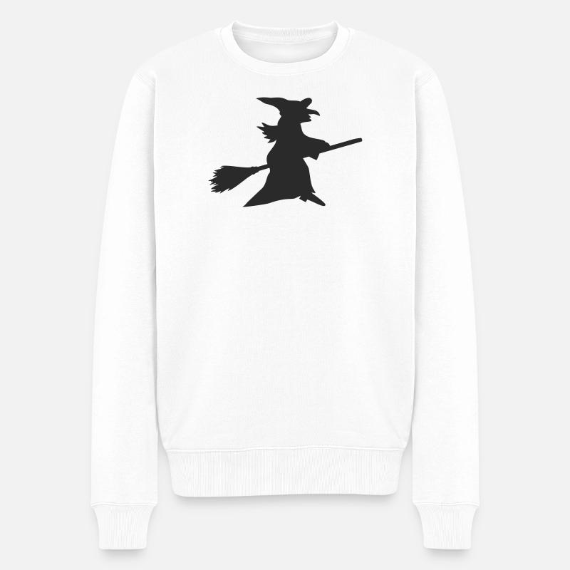 Hexe Silhouette Halloween - Männer Premium Bio Pullover - Weiß