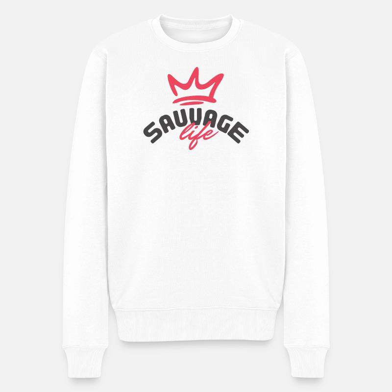 Savage Life  - Pull Premium bio Homme - blanc