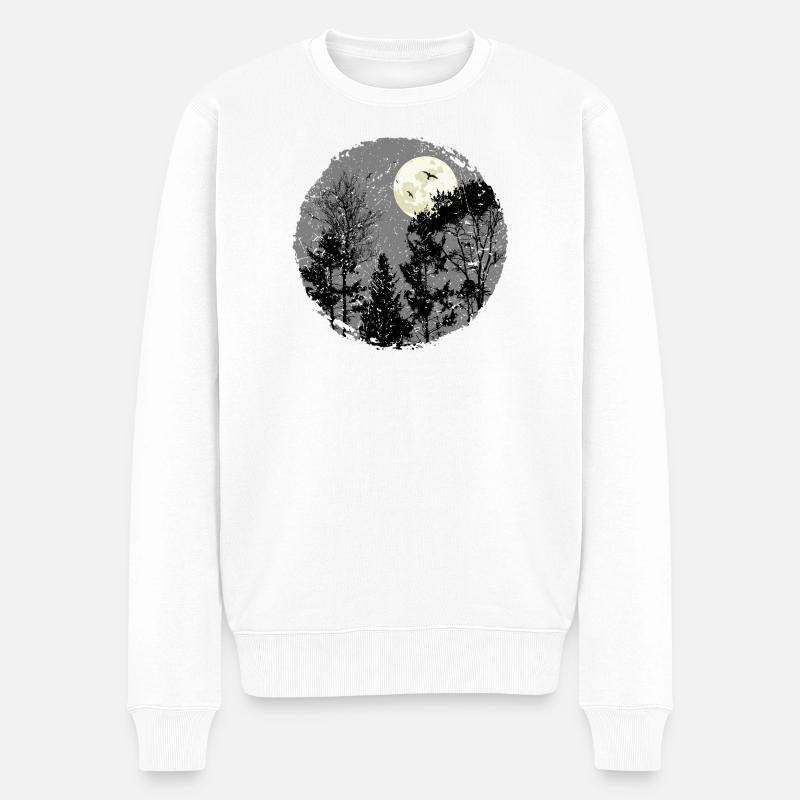Scène de forêt nocturne sanctifiante - Pull Premium bio Homme - blanc