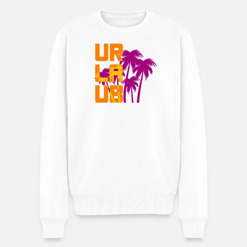 Urlaub Palmen Ferien Sommerzeit Summer Strand Fun - Männer Premium Bio Pullover - Weiß