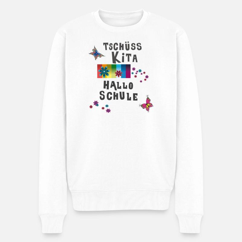 Tschüß Kita Hallo Schule - Männer Premium Bio Pullover - Weiß
