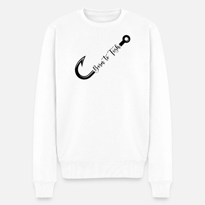 Né pour la conception d’hameçons - Pull Premium bio Homme - blanc