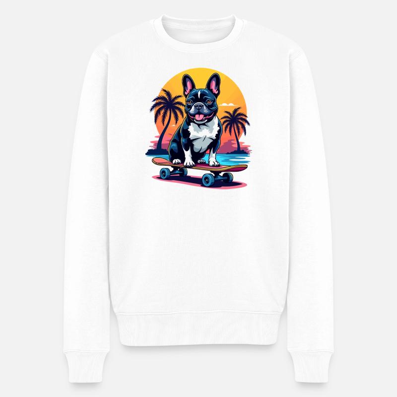 Skater Bulldogge - Männer Premium Bio Pullover - Weiß