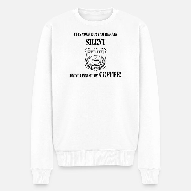 Coffee First - L’insigne du silence - Pull Premium bio Homme - blanc
