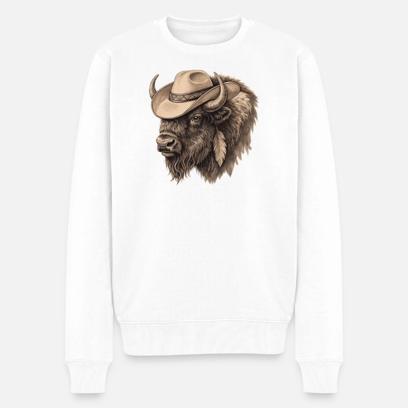 Cowboy Buffalo Bison - Pull Premium bio Homme - blanc
