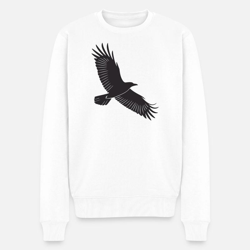 Anmutiges Vogel-Silhouetten-Design - Männer Premium Bio Pullover - Weiß