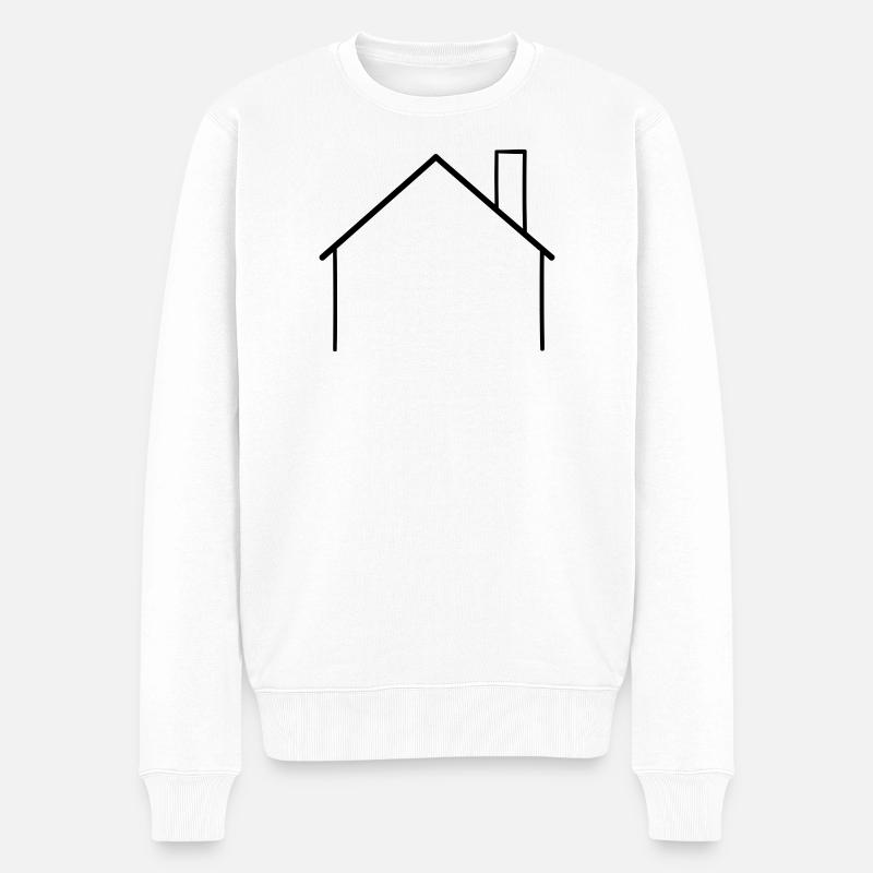 Einfacher Hausumriss mit Schornstein - Männer Premium Bio Pullover - Weiß