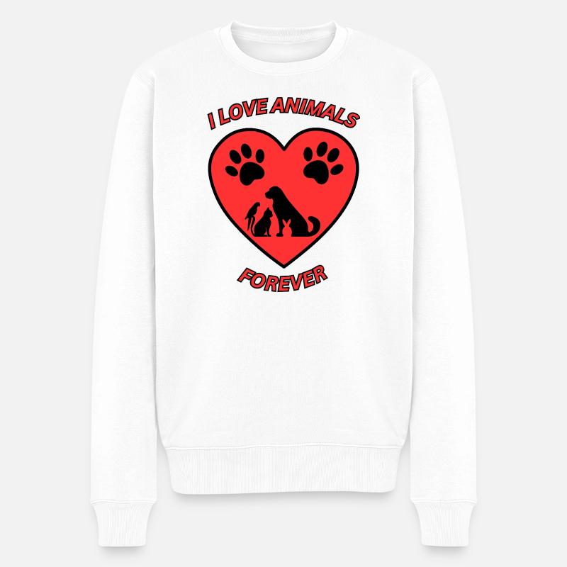 Tierliebe - Männer Premium Bio Pullover - Weiß