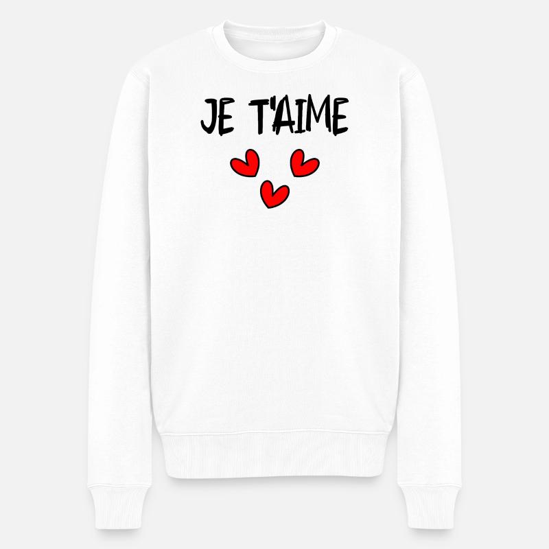 Cœurs flottants noirs et rouges - Pull Premium bio Homme - blanc