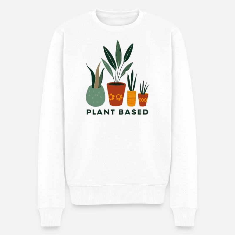 Pflanzliche Freunde Töpfe - Männer Premium Bio Pullover - Weiß