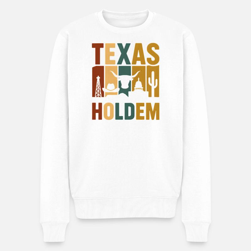 Texas Holdem Vintage Western Poker Shirt Retro - Männer Premium Bio Pullover - Weiß