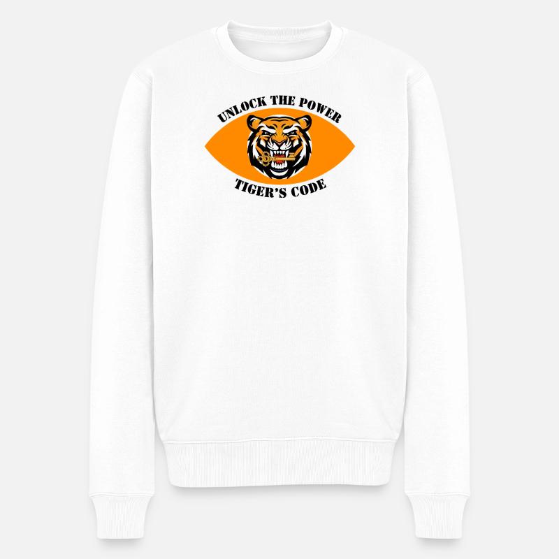 Dynamisches Tiger-Emblem-Design - Männer Premium Bio Pullover - Weiß