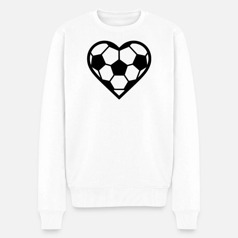 Fussball Herz schwarz - Männer Premium Bio Pullover - Weiß
