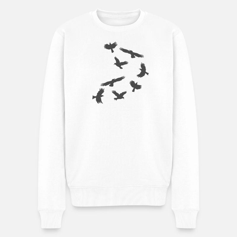 rabenschwarm, vögel - Männer Premium Bio Pullover - Weiß