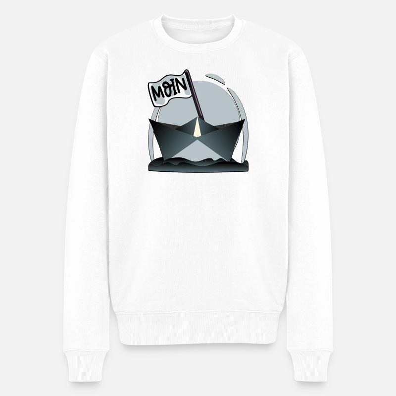 Papierschiff Papierboot MOIN - Männer Premium Bio Pullover - Weiß