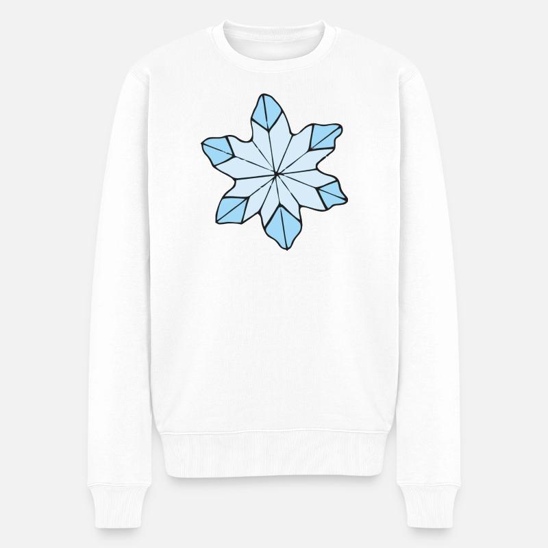Stilvolle Blaue Eisblume design - Männer Premium Bio Pullover - Weiß