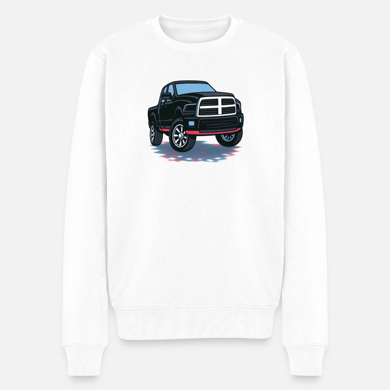 Schwarzer Pickup Ram - Männer Premium Bio Pullover - Weiß