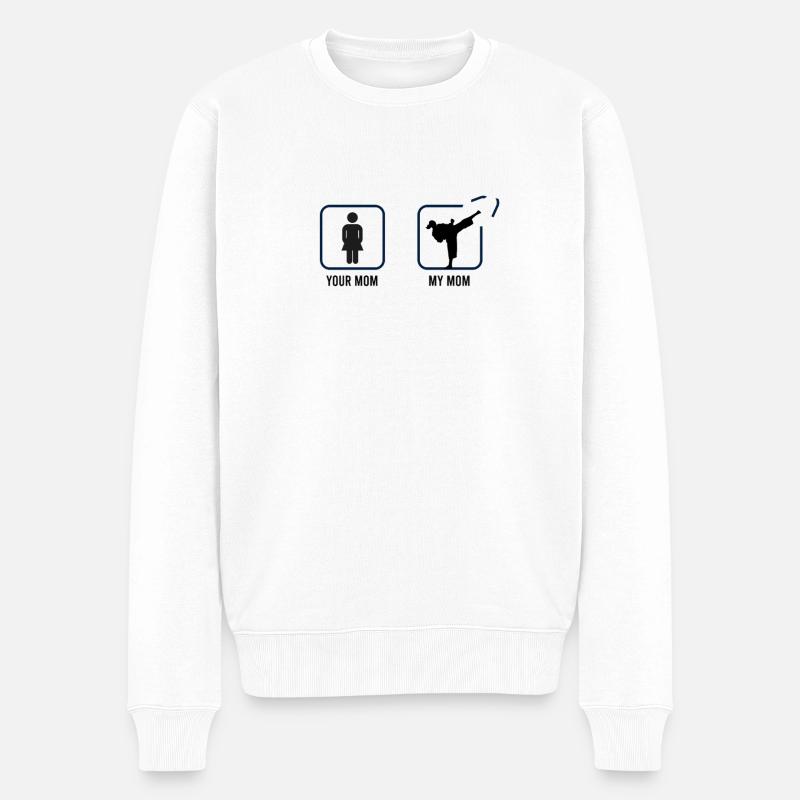 Your Mom My Mom Kung Fu - Männer Premium Bio Pullover - Weiß