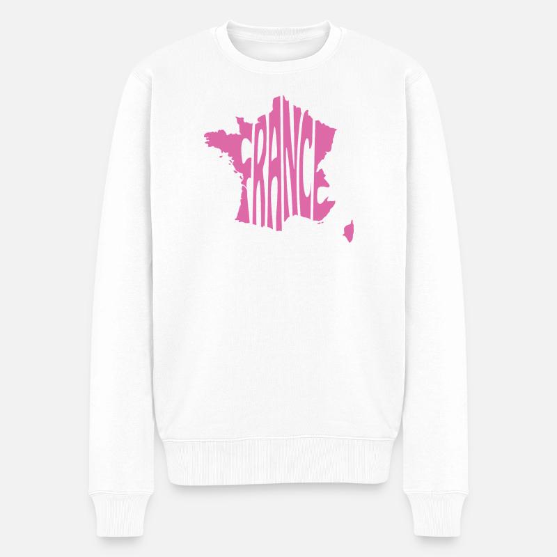 Frankreich Karte Grafik - Männer Premium Bio Pullover - Weiß