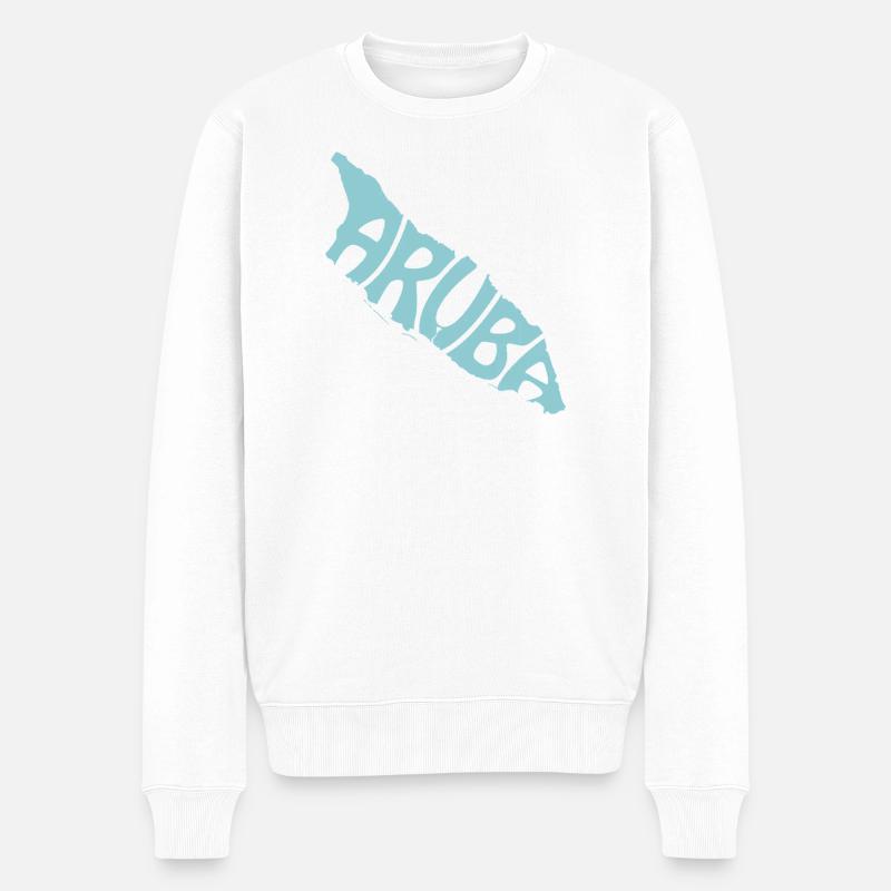 Retro-Karte von Aruba - Männer Premium Bio Pullover - Weiß
